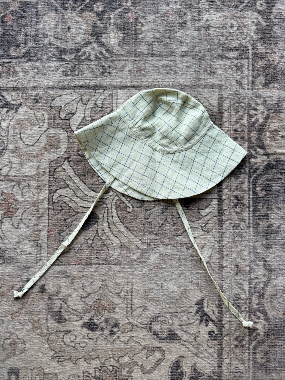 Briar baby windowpane linen sun bonnet